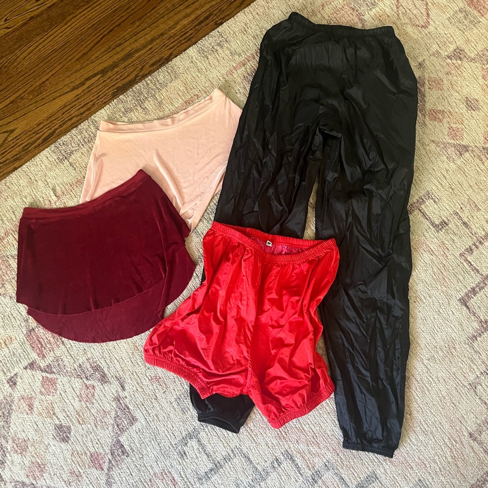 Bundle of trash bag pants and Bullet Pointe skirts